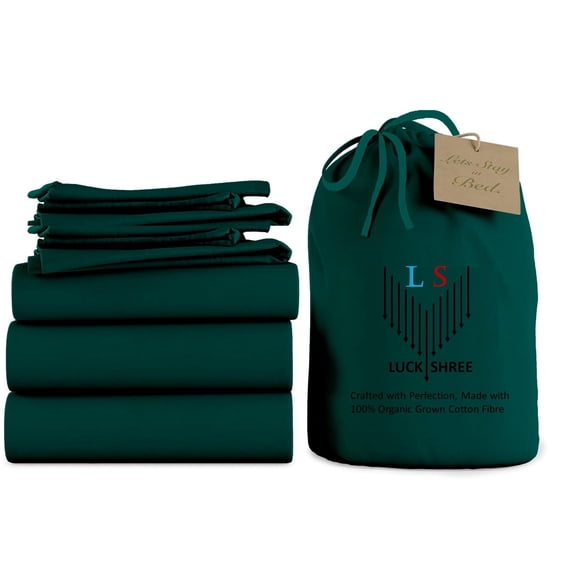 Split California King 5-Piece Pure Organic Cotton Sheet Set, 1000-Thread-Count, 15 inch Deep Pockets - Teal Blue