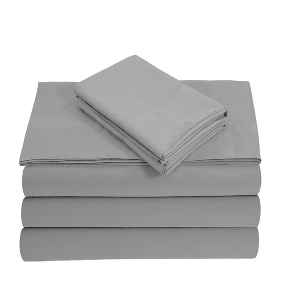 Split California King 5-Piece Sheet Set, 600-TC Giza Cotton, 15 inch Deep Pockets - Light Grey