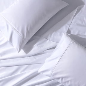 Split California King Adjustable Bed Sheets Abripedic Crispy Soft 100% Cotton Percale Sheets - White