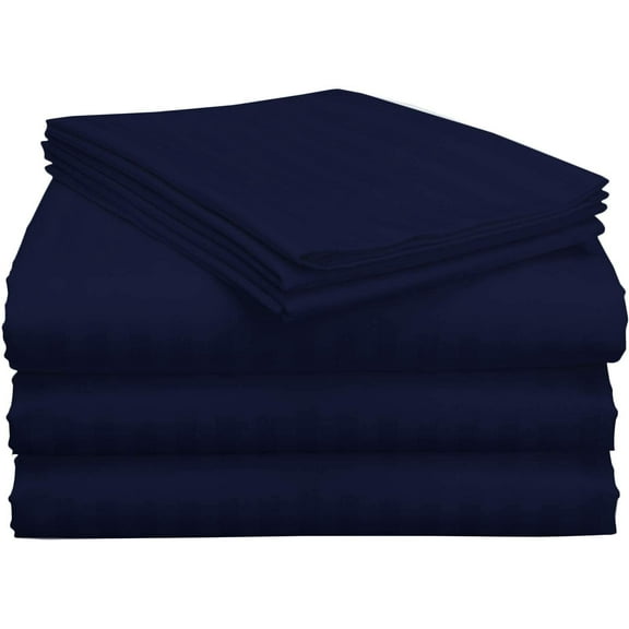 Split California King Bed Sheet Set 5Pcs Adjustable Bed Sheets - 18" Deep Pocket of Fitted Sheet 800 Thread Count 100% Pure Egyptian Cotton - (Split California King, Navy Blue Stripe)