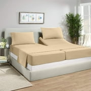 Split California King Sheets Sets for Adjustable Bed - 1000-Thread-Count 100% Egyptian Cotton, Sateen Weave 15-Inches Deep Pockets 1000-TC Bedsheet - Taupe