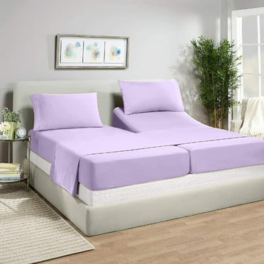 Split California King Sheets Sets for Adjustable Bed - 1000-Thread-Count 100% Egyptian Cotton, Sateen Weave 30-Inch Extra Deep Pockets 1000-TC Bedsheet - Lilac