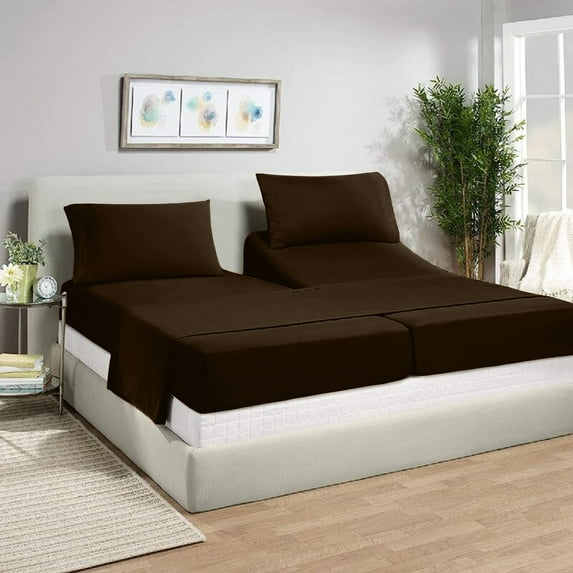 Split California King Sheets Sets for Adjustable Bed - 800-Thread-Count 100% Egyptian Cotton, Sateen Weave 15-Inches Deep Pockets 800-TC Bedsheet - Chocolate