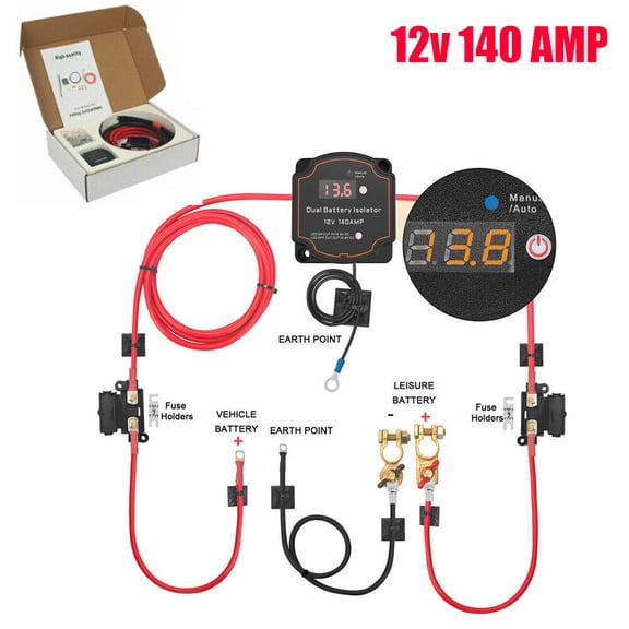 Split Charge Ready Made Battery Relay Kit 12V 140A Digital VSR Sense Camper Van