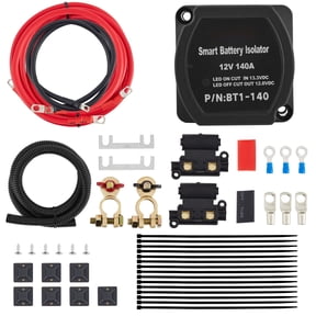 KFFKFF Split Charge Relay Kit, 6mtr 12V, Automatic Dual Battery Isolator Kit with 140AMP Voltage Sense Relay VSR, Compatible with RV Marine Car Vehicle Truck Caravan Camper Yacht ATV UTV Boats