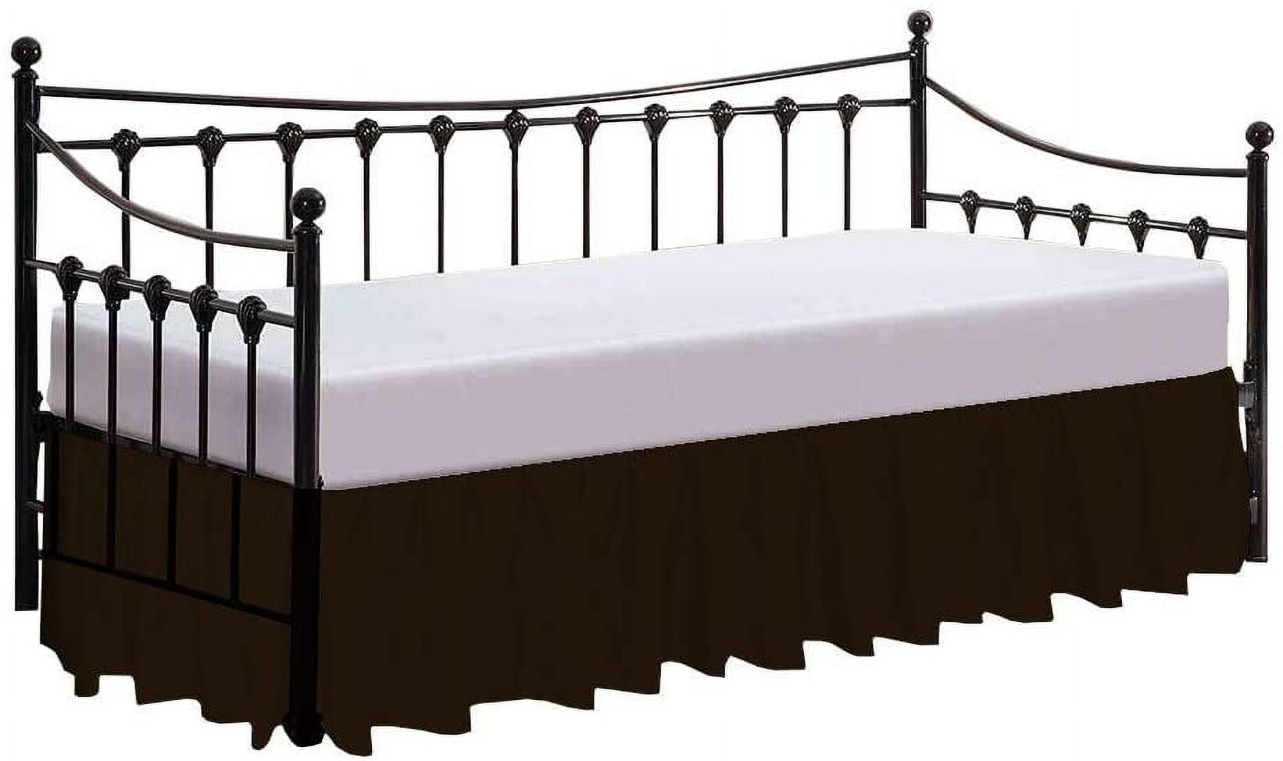 Split Corner Ruffle Bed Skirts 12" Drop, Fully Elastic Dust Ruffle, 100% Microfiber, Split Corner Bed Skirt Fade Resistant, Machine Washable Luxurious Fabric, Queen Size - Chocolate Solid.