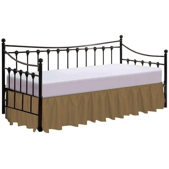 Split Corner Ruffle Bed Skirts 12" Drop, Fully Elastic Dust Ruffle, 100% Microfiber, Split Corner Bed Skirt Fade Resistant, Machine Washable Luxurious Fabric, king Size - Taupe Solid.