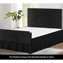 Split Corner Ruffle Bed Skirts 12" Drop, Fully Elastic Dust Ruffle, 100% Microfiber, Split Corner Bed Skirt Fade Resistant, Machine Washable Luxurious Fabric, Twin Size - Black Solid.