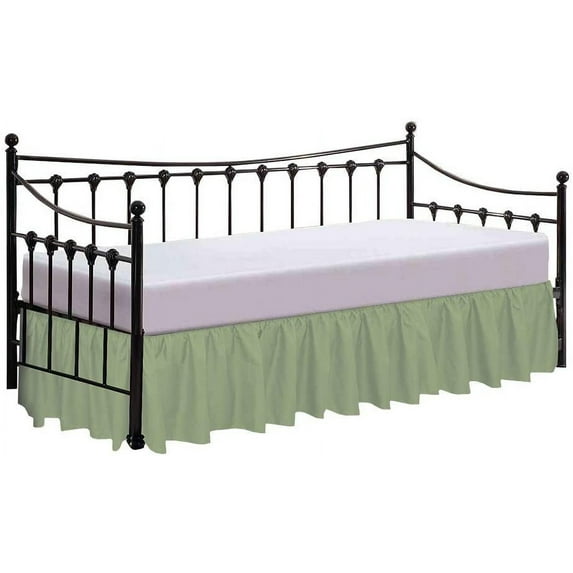 Split Corner Ruffle Bed Skirts 12" Drop, Fully Elastic Dust Ruffle, 100% Microfiber, Split Corner Bed Skirt Fade Resistant, Machine Washable Luxurious Fabric, Full Size - Sage Solid.