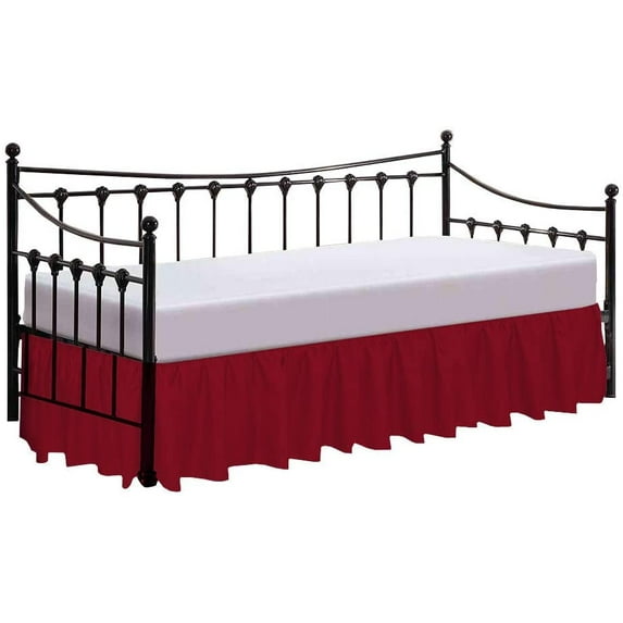 Split Corner Ruffle Bed Skirts 12" Drop, Fully Elastic Dust Ruffle, 100% Microfiber, Split Corner Bed Skirt Fade Resistant, Machine Washable Luxurious Fabric, king Size - Burgundy Solid.