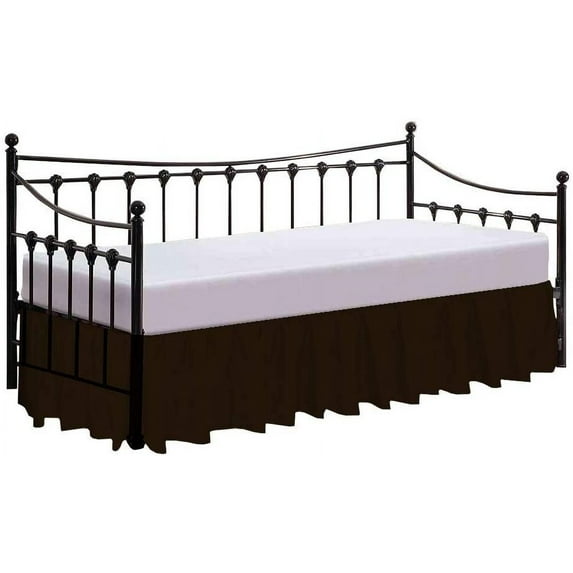 Split Corner Ruffle Bed Skirts 12" Drop, Fully Elastic Dust Ruffle, 100% Microfiber, Split Corner Bed Skirt Fade Resistant, Machine Washable Luxurious Fabric, Full Size - Chocolate Solid.