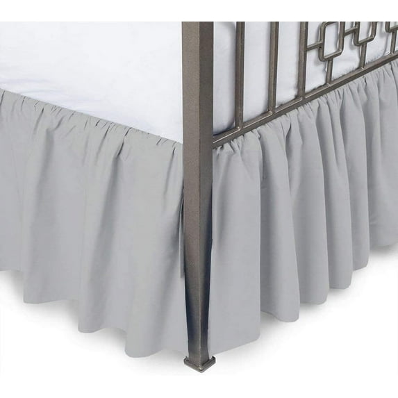Split Corner Ruffle Bed Skirts, 12" Tailored Drop Bed Skirt, Dust Ruffle Bedskirt with Platform, 100% Microfiber, Extra Soft -Full Size-Light Gray Solid