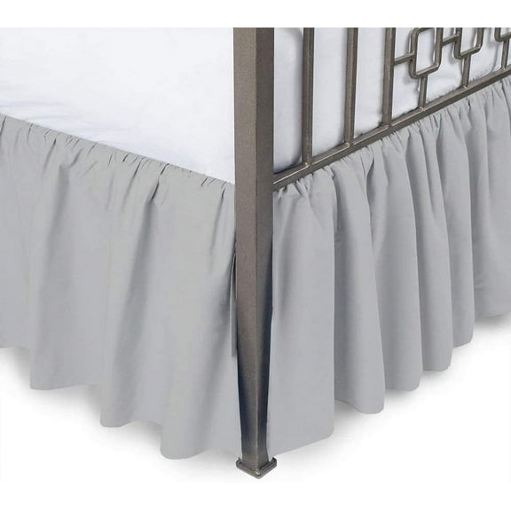 Split Corner Ruffle Bed Skirts, 12" Tailored Drop Bed Skirt, Dust Ruffle Bedskirt with Platform, 100% Microfiber, Extra Soft -Twin Size-Light Gray Solid
