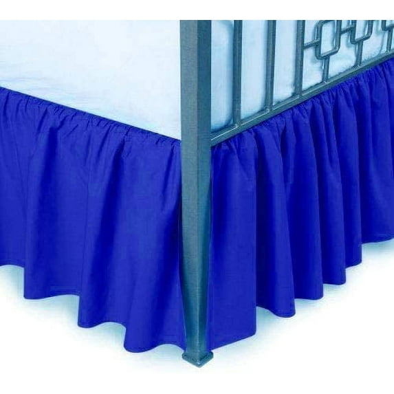 Split Corner Ruffle Bed Skirts 14" Drop, Fully Elastic Dust Ruffle, 100% Microfiber, Split Corner Bed Skirt Fade Resistant, Machine Washable Luxurious Fabric, Cal king Size - Royal Blue Solid.