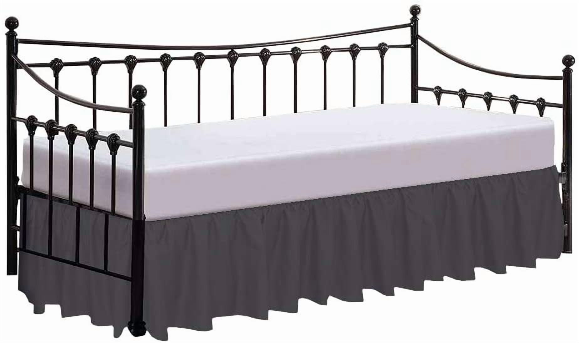 Split Corner Ruffle Bed Skirts 15" Drop, Fully Elastic Dust Ruffle, 100% Microfiber, Split Corner Bed Skirt Fade Resistant, Machine Washable Luxurious Fabric, Full XXL Size - Dark Gray Solid.