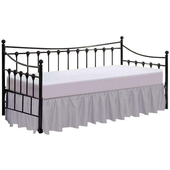 Split Corner Ruffle Bed Skirts 15" Drop, Fully Elastic Dust Ruffle, 100% Microfiber, Split Corner Bed Skirt Fade Resistant, Machine Washable Luxurious Fabric, Twin XL Size - Light Grey Solid.
