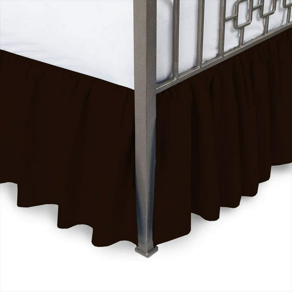 Split Corner Ruffle Bed Skirts, 16" Tailored Drop Bed Skirt, Dust Ruffle Bedskirt with Platform, 100% Microfiber, Extra Soft -Full Size-Chocolate Solid