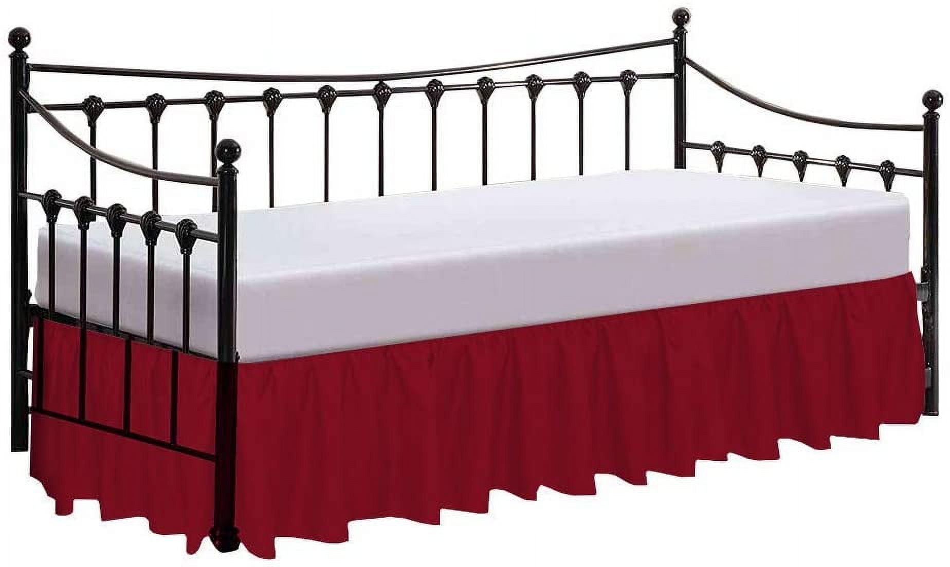 Split Corner Ruffle Bed Skirts 18" Drop, Fully Elastic Dust Ruffle, 100% Microfiber, Split Corner Bed Skirt Fade Resistant, Machine Washable Luxurious Fabric, Queen Size - Burgundy Solid.