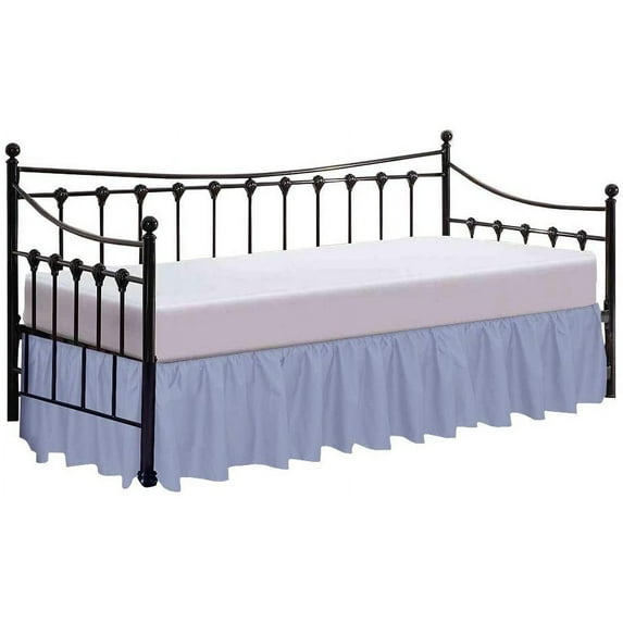 Split Corner Ruffle Bed Skirts 18" Drop, Fully Elastic Dust Ruffle, 100% Microfiber, Split Corner Bed Skirt Fade Resistant, Machine Washable Luxurious Fabric, Full Size - Light Blue Solid.