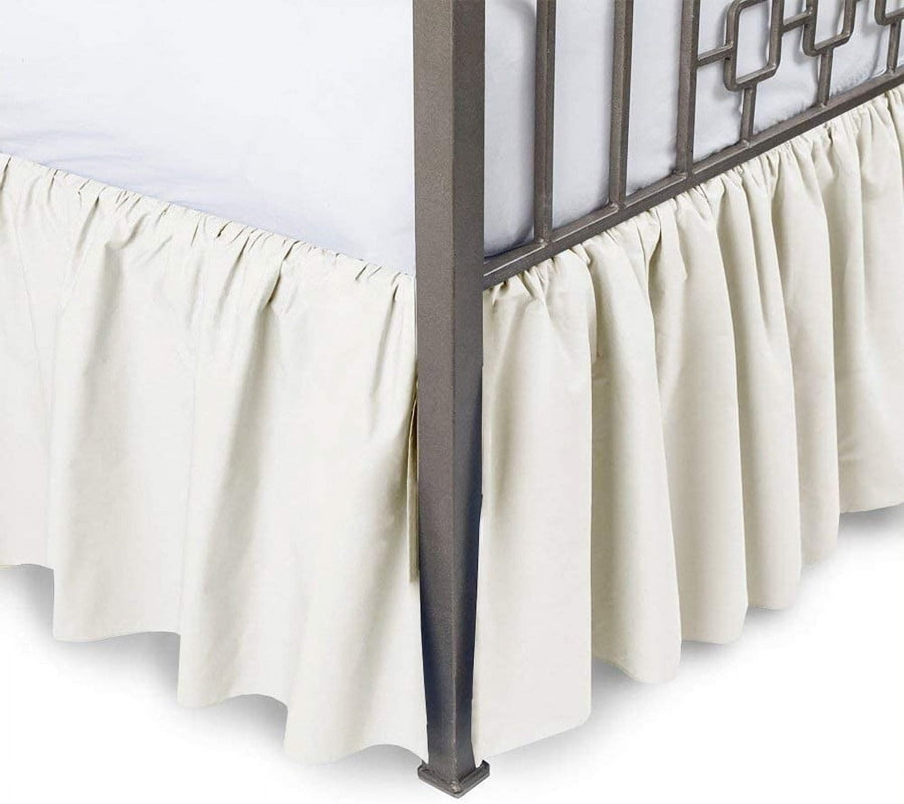 Split Corner Ruffle Bed Skirts, 18" Tailored Drop Bed Skirt, Dust Ruffle Bedskirt with Platform, 100% Microfiber, Extra Soft -Twin Size-Ivory Solid