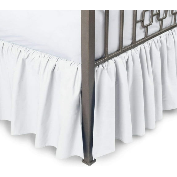 Split Corner Ruffle Bed Skirts, 18" Tailored Drop Bed Skirt, Dust Ruffle Bedskirt with Platform, 100% Microfiber, Extra Soft -Twin-XXL Size-White Solid