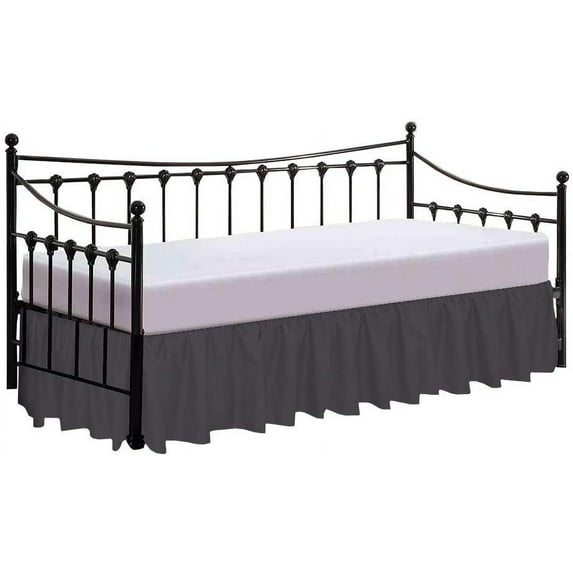 Split Corner Ruffle Bed Skirts 22" Drop, Fully Elastic Dust Ruffle, 100% Microfiber, Split Corner Bed Skirt Fade Resistant, Machine Washable Luxurious Fabric, Twin Size - Dark Gray Solid.