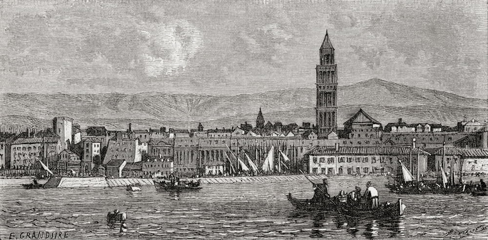 Split Croatia In The 19Th Century From El Mundo En La Mano Published 1878 Canvas Art - Ken Welsh Design Pics (42 x 20)
