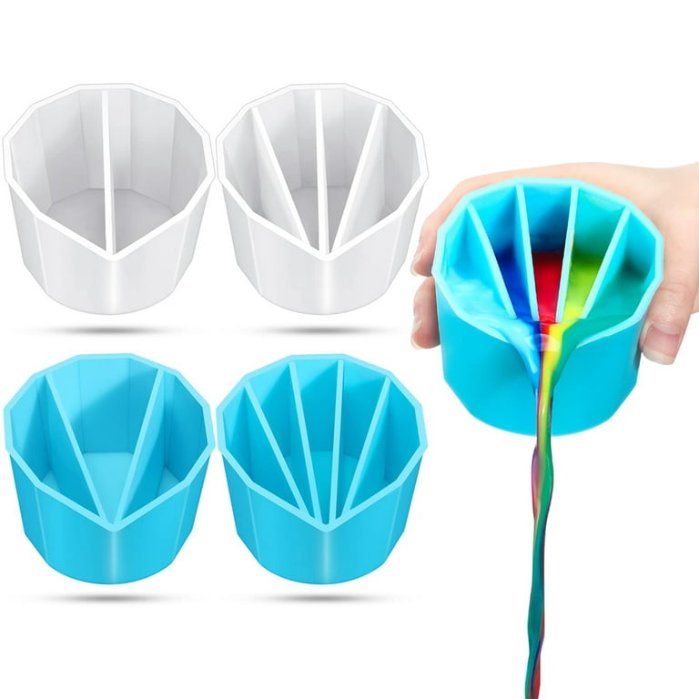 Split Cups for Paint Pouring 4pcs Silicone Pour Painting Supplies Paint Pour Split Cup for Acrylic Resin Pouring Reusable Paint Cups for Painting