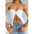 thumbnail image 1 of Split Cut Off Shoulder Crop Top (L, Pink), 1 of 10