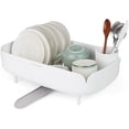 thumbnail image 1 of Split-Design Small Dish Drying Rack, Space-Saving Dish Drainer for Small Kitchen Countertops, Ideal for 1–2 Person Households or as a Secondary Rack, 9.5'' × 15.9'' × 4.9'', White, 1 of 9