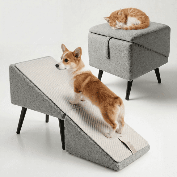 One Step Dog Ramp Split Dog Ramp, All-in-One Lightweight Folding Pet Ramps Stairs for ...