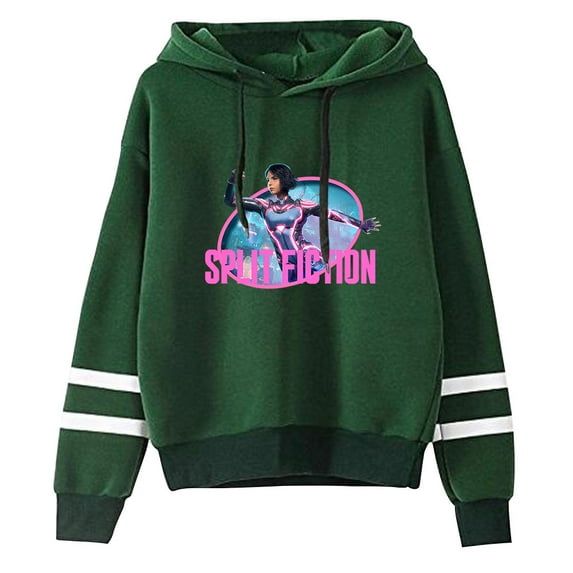 Split Fiction Hoodie without pocket women's men's fashion trend long sleeved hooded sweatshirt