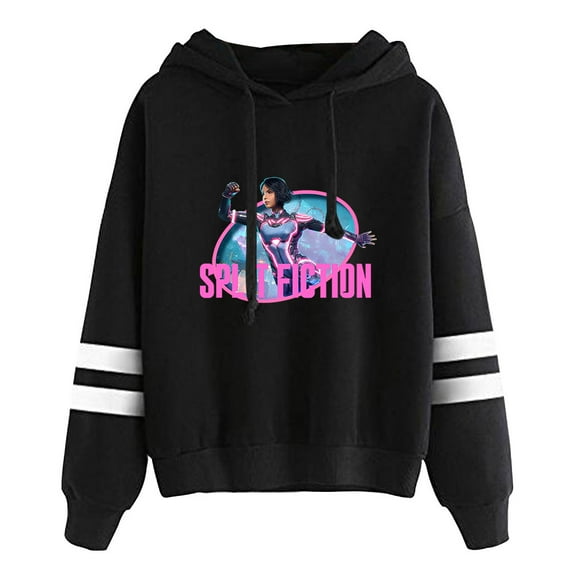 Split Fiction Hoodie without pocket women's men's fashion trend long sleeved hooded sweatshirt
