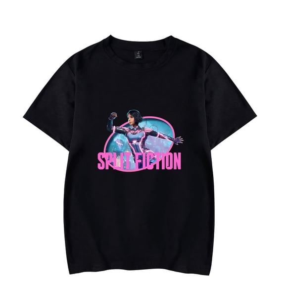 Split Fiction T-shirt loose summer fashion trend men's and women's short sleeved casual T-shirt top