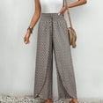 thumbnail image 1 of Split Flowy Pants for Women Tulip Pants Boho High Rise Elastic Waisted Wide Leg Summer Swing Palazzo Pants with Slit Casual Loose Comfy Cooling Trousers, Gray (Small), 1 of 7