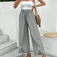 thumbnail image 1 of Split Flowy Pants for Women Tulip Pants Boho High Rise Elastic Waisted Wide Leg Summer Swing Palazzo Pants with Slit Casual Loose Comfy Cooling Trousers, White (Medium), 1 of 7