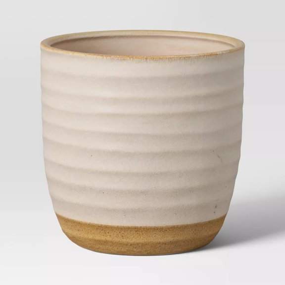 Split Glaze Ceramic Outdoor Planter Pot 8.15"x8.15" White