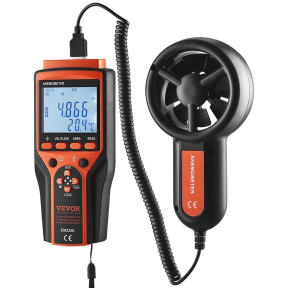 Split Handheld Anemometer, 14F -140F, Digital Wind Speed CFM Meter Gauge with LED Backlight Screen, Measures Wind Velocity Wind Temperature Air Flow Wind Chill, for Sailing Surfing Flying HVAC