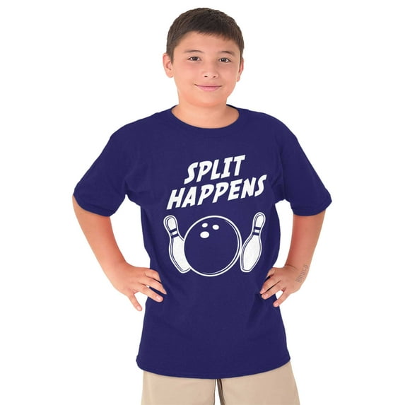Split Happens Bowling League Nerd Crewneck T Shirts Boy Girl Teen Brisco Brands S