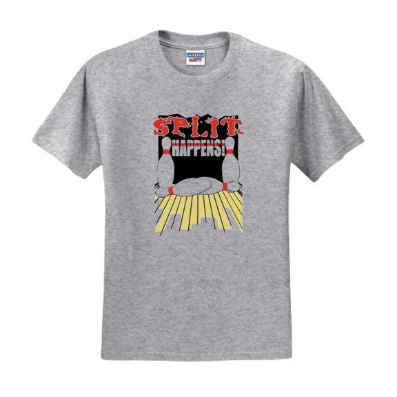 Split Happens Bowling T-Shirt- Gray Small