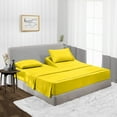 thumbnail image 1 of Split Head Cal King Size Top Split Sheet Set of 4 Pcs, Adjustable Split 32 inches from The Top, Egyptian Cotton 600 Thread Count Solid, 18 Inch Deep Pocket For Adjustable Beds, Yellow, 1 of 4