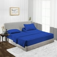 thumbnail image 1 of Split Head Cal King Size Top Split Sheet Set of 4 Pcs, Adjustable Split 34 inches from The Top, Egyptian Cotton 600 Thread Count Stripe, 18 Inch Deep Pocket For Adjustable Beds, Egyptian Blue, 1 of 4
