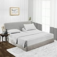 thumbnail image 1 of Split Head Cal King Size Top Split Sheet Set of 4 Pcs, Adjustable Split 34 inches from The Top, Egyptian Cotton 600 Thread Count Stripe, 18 Inch Deep Pocket For Adjustable Beds, Light Grey, 1 of 4