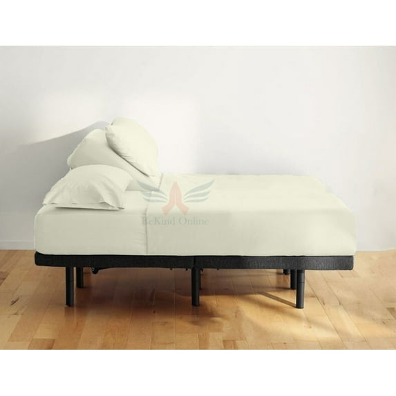 Split Head CalKing Sheets Sets for Adjustable Bed - 1000-Thread Count 100% Egyptian Cotton - 4-PC Set - 19" Deep Pockets - FlexTop Cal-King 36" Split, Ivory Solid