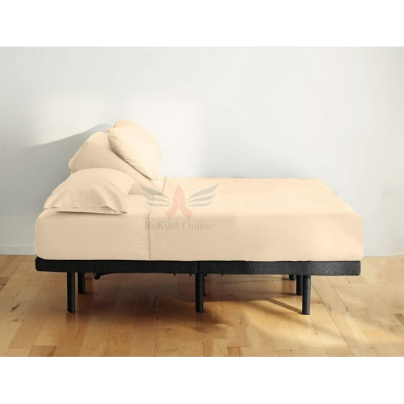 Split Head CalKing Sheets Sets for Adjustable Bed - 800-Thread Count 100% Egyptian Cotton - 4-PC Set - 10" Deep Pockets - FlexTop Cal-King 34" Split, Peach Solid