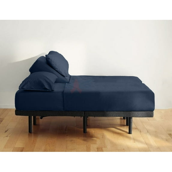 Split Head CalKing Sheets Sets for Adjustable Bed - 800-Thread Count 100% Egyptian Cotton - 4-PC Set - 19" Deep Pocket -FlexTop Cal-King 34" Split, Mediterranean Blue