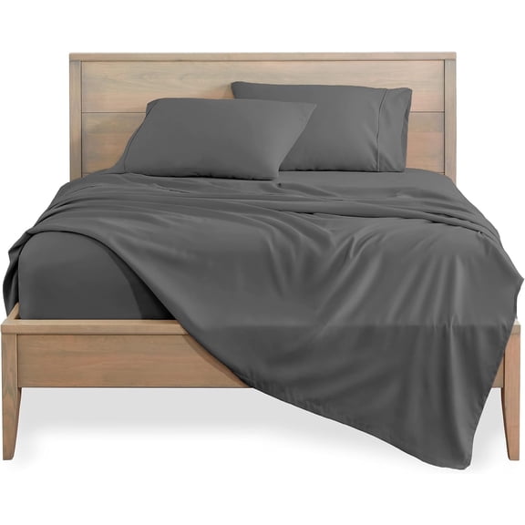 Split Head Flex King Sheet Set 4 Piece Ultra Soft Microfiber Deep Pocket Grey