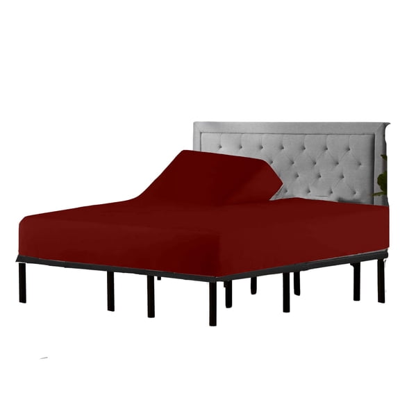 Split Head Flex King Size - 100% Giza Cotton -Ultra-Soft Hotel Luxury - Deep Pocket - Durable and Long Lasting - FlexTop King Fitted Sheet (Split Head Flex King, Burgundy)