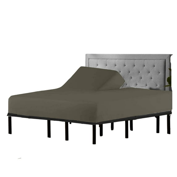 Split Head Flex King Size - 100% Giza Cotton -Ultra-Soft Hotel Luxury - Deep Pocket - Durable and Long Lasting - FlexTop King Fitted Sheet (Split Head Flex King, Dark Grey)