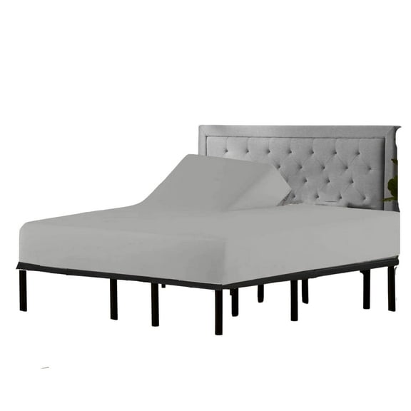 Split Head Flex King Size - 100% Giza Cotton -Ultra-Soft Hotel Luxury - Deep Pocket - Durable and Long Lasting - FlexTop King Fitted Sheet (Split Head Flex King, Light Grey)